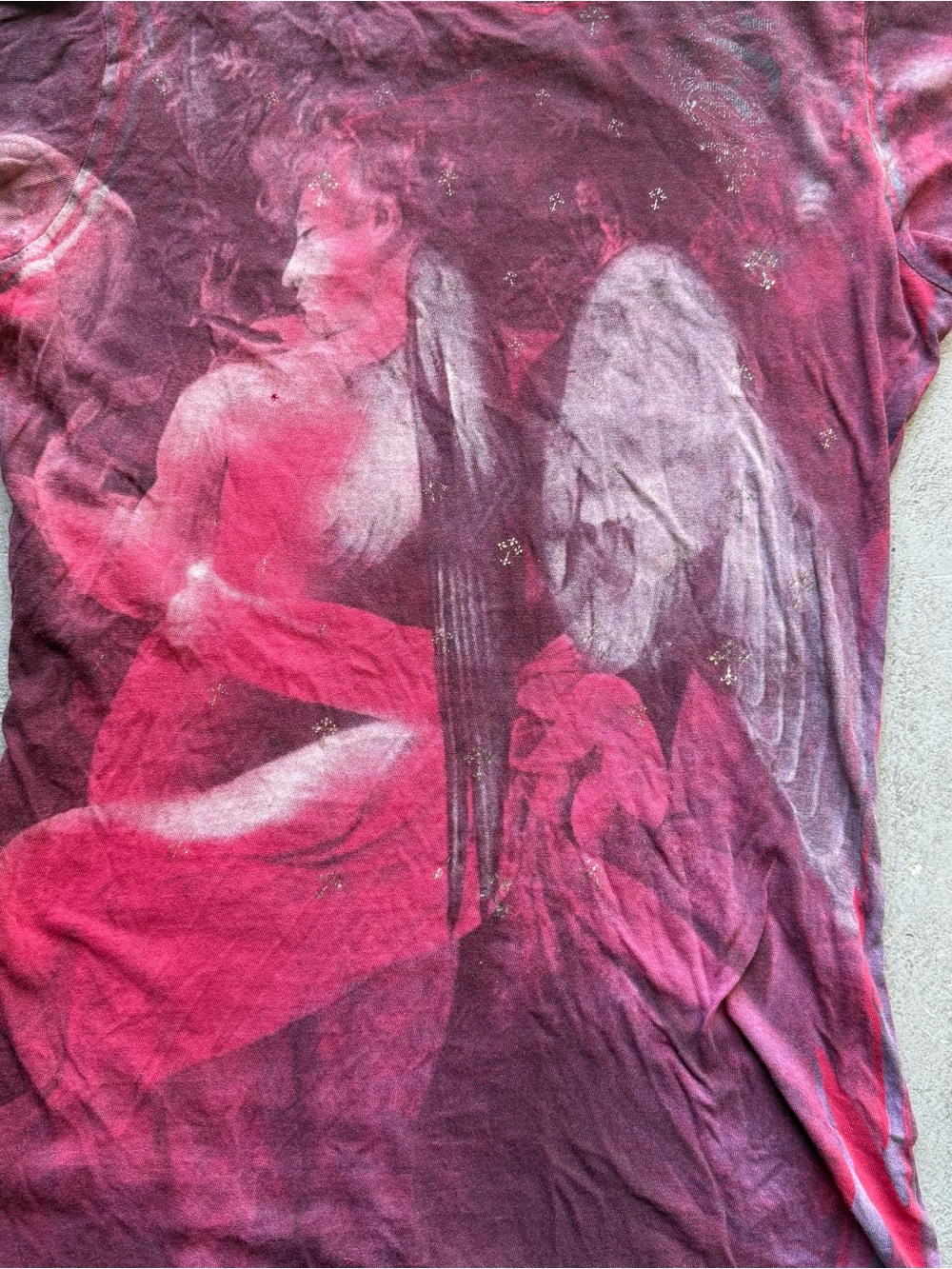 Sinful by Affliction Y2K Fitted Shirt Goth Grunge Wings Angel - Picture 2 of 6